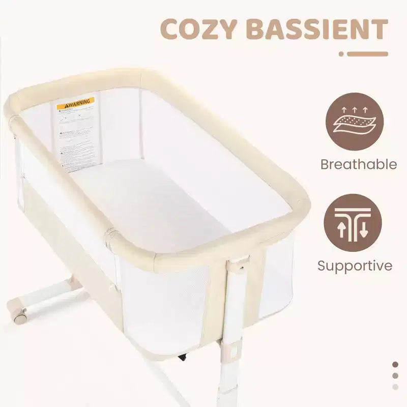 Berceau pour bébé avec roulettes – Beige / Gris / Rose, Cododo, pour 1 bébé