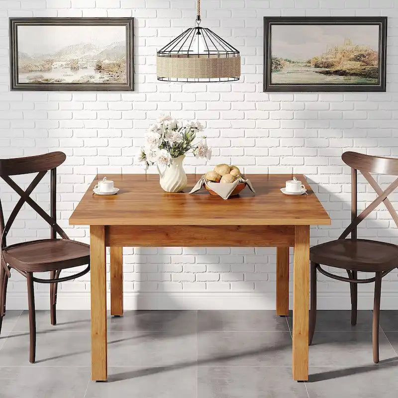 Table à manger carrée de 100 cm pour 2-4 personnes avec pieds en bois massif pour salon et salle à manger