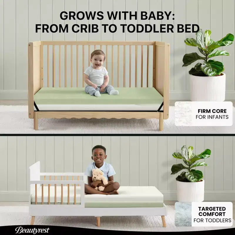 Matelas deux-en-un pour lit de bébé et de tout-petit, respirant et imperméable, certifié GREENGUARD Gold