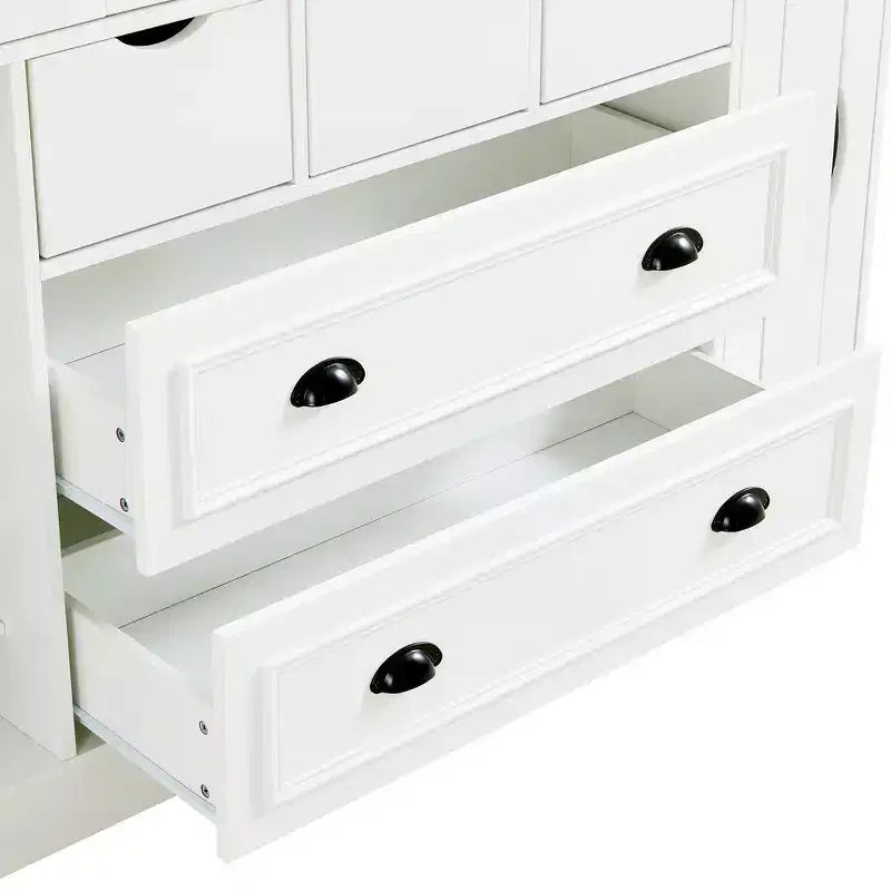 Garde-manger de cuisine autoportant Whisen de 180 cm de haut, grand buffet de salle à manger avec 4 portes pliantes, étagères, porte-bouteilles