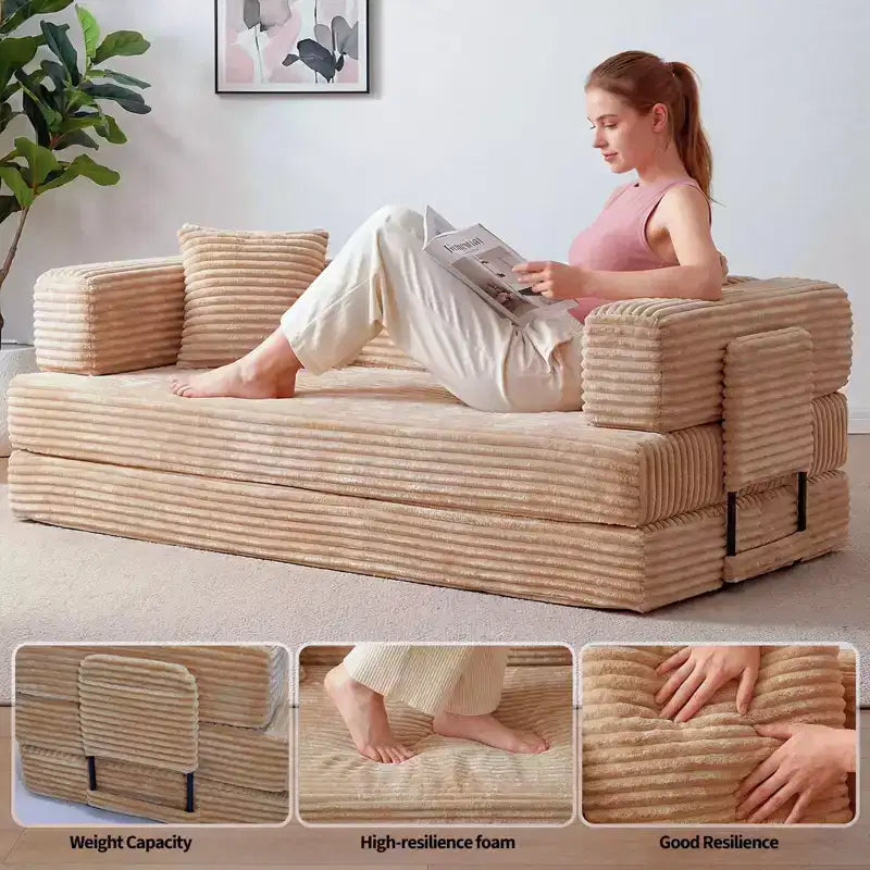 80,7 Canapé-lit convertible 5-en-1 – Corduroy, 1200 lbs, Aucun assemblage requis