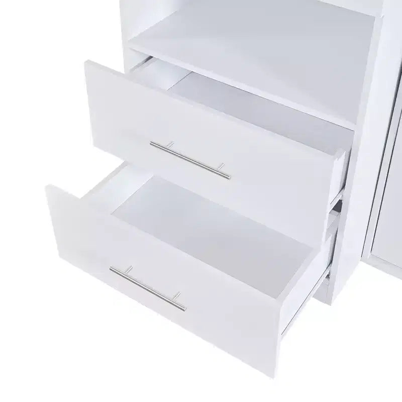 Lit escamotable mural simple, cadre de lit escamotable en bois avec armoire intégrée, tiroirs de rangement et étagères ouvertes, blanc - ModernLuxe