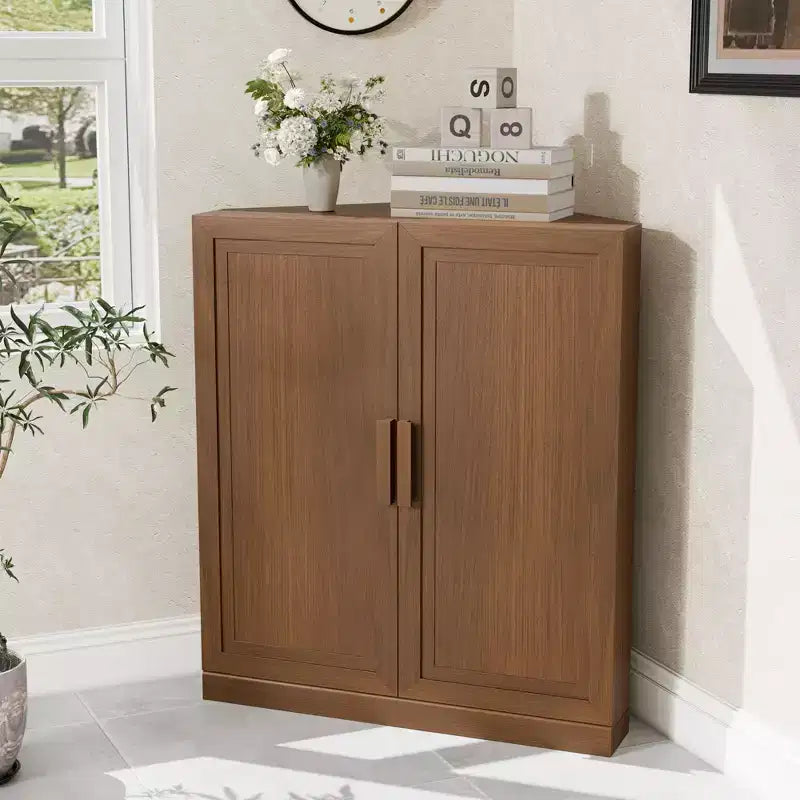 Meuble d'angle Dovelina avec étagères réglables, buffet, meuble à vin, meuble de cuisine et de salle à manger avec portes en bois - 31H x 31L, 36H x 31L