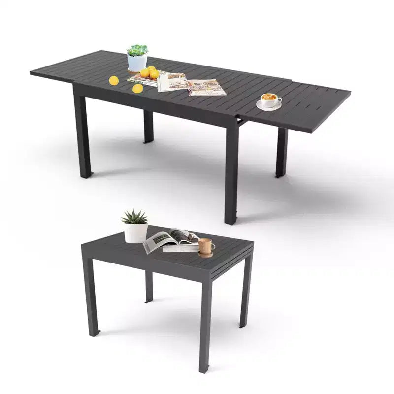 Table à manger extensible Okak en aluminium pour patio, cuisine et salle à manger