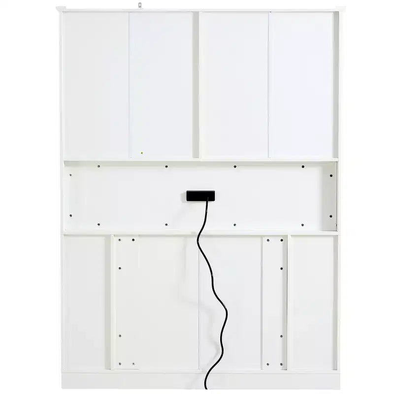 Garde-manger de cuisine autoportant Whisen de 180 cm de haut, grand buffet de salle à manger avec 4 portes pliantes, étagères, porte-bouteilles