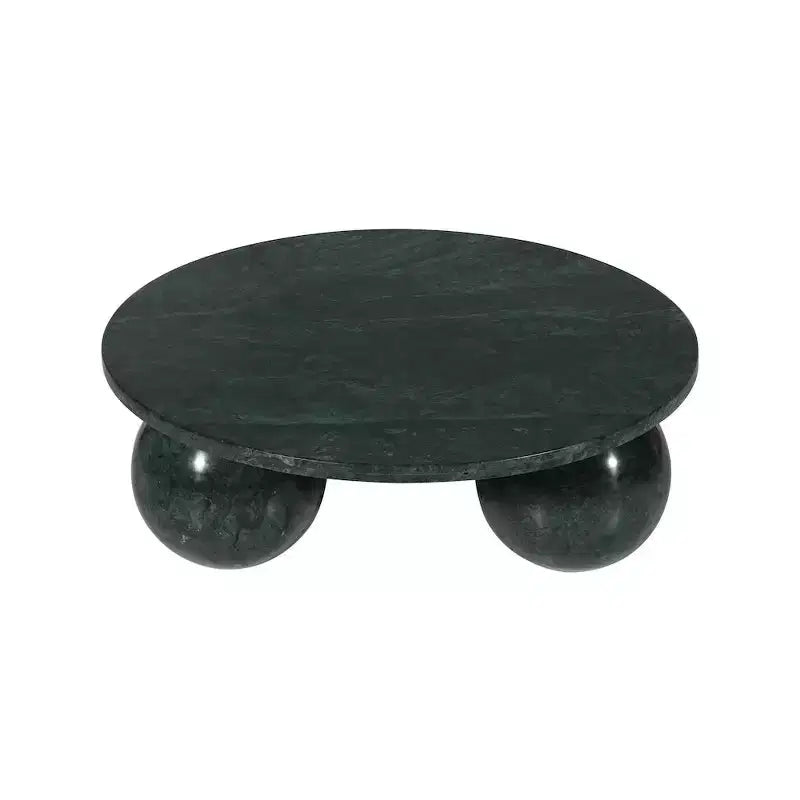 Table basse ronde en marbre avec pieds sphériques, multicolore, 4 places