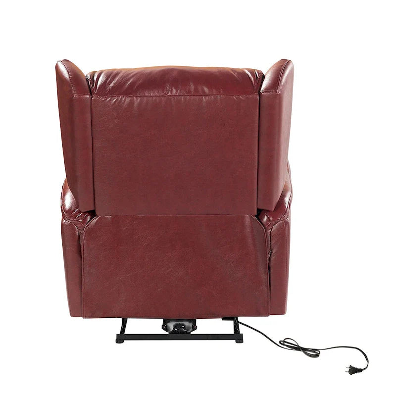 Fauteuil inclinable électrique en cuir véritable avec port USB – Dossier à oreilles clouté, ensemble de 2