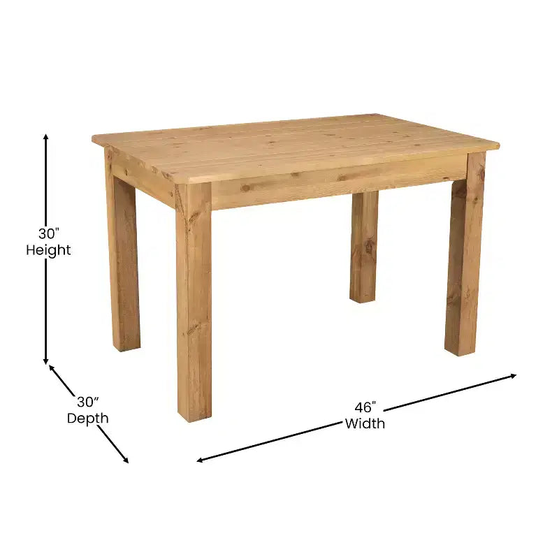 Table de salle à manger de ferme rectangulaire en pin massif 46 x 30 Flash Furniture