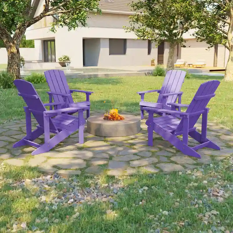 Chaises Adirondack d'extérieur en bois résistantes aux intempéries Bonosuki - Lot de 4