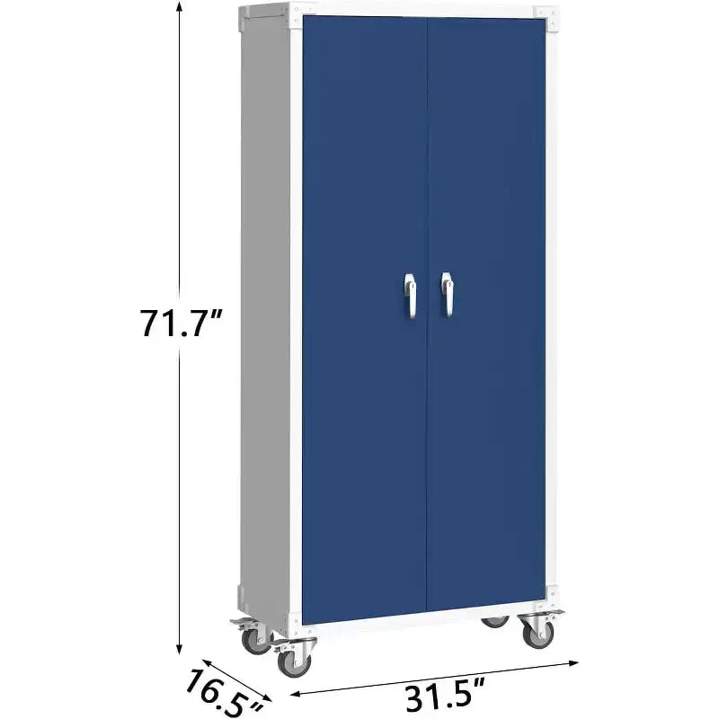 Armoire de rangement en acier de 180 cm avec portes verrouillables et 4 étagères réglables, meuble métallique robuste pour abri de voiture/bureau/garde-manger, conception antirouille