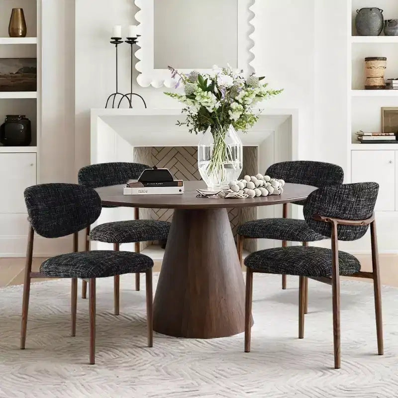 Lot de 4 chaises de salle à manger modernes rembourrées avec dossier incurvé, chaises d'appoint sans accoudoirs à cadre en fer pour salle à manger, cuisine-Panipeachy