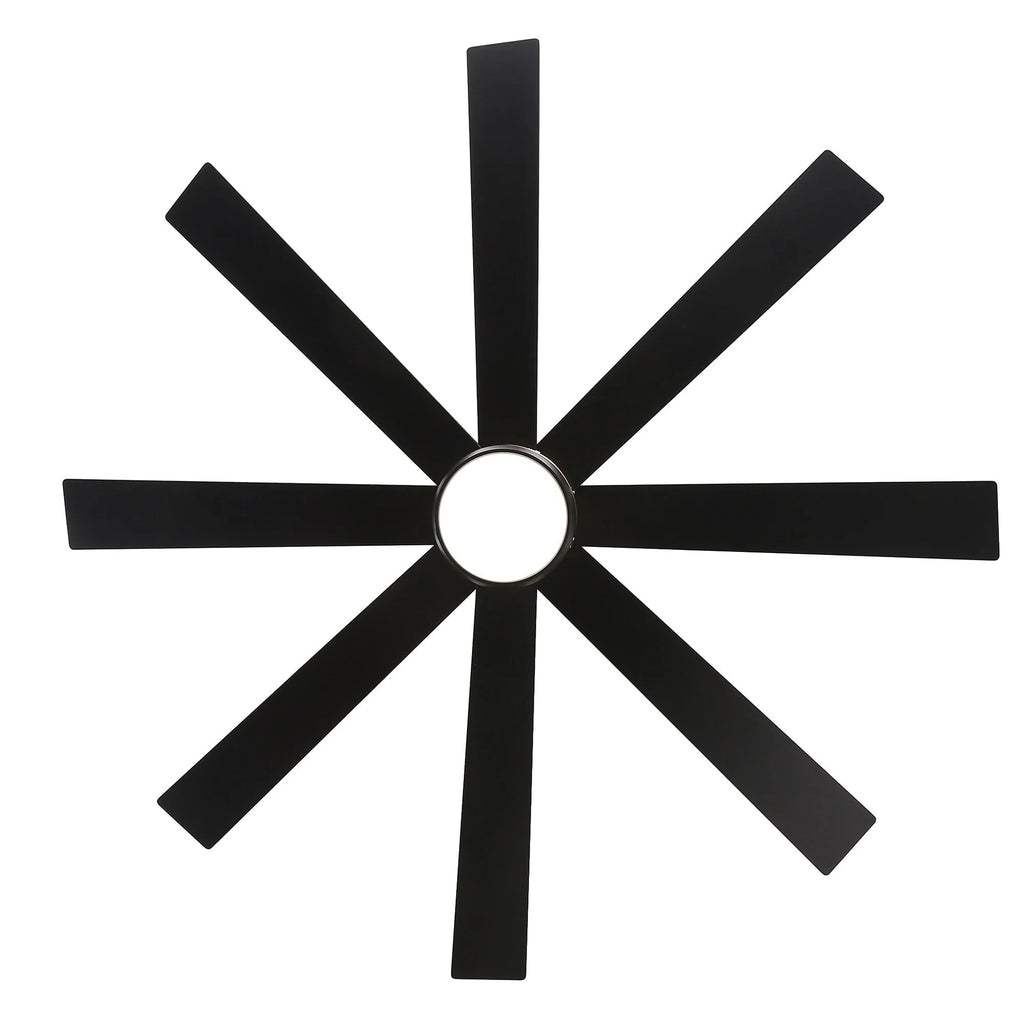 Ventilateur de plafond de 65 pouces à 8 pales noires avec lumière LED et télécommande