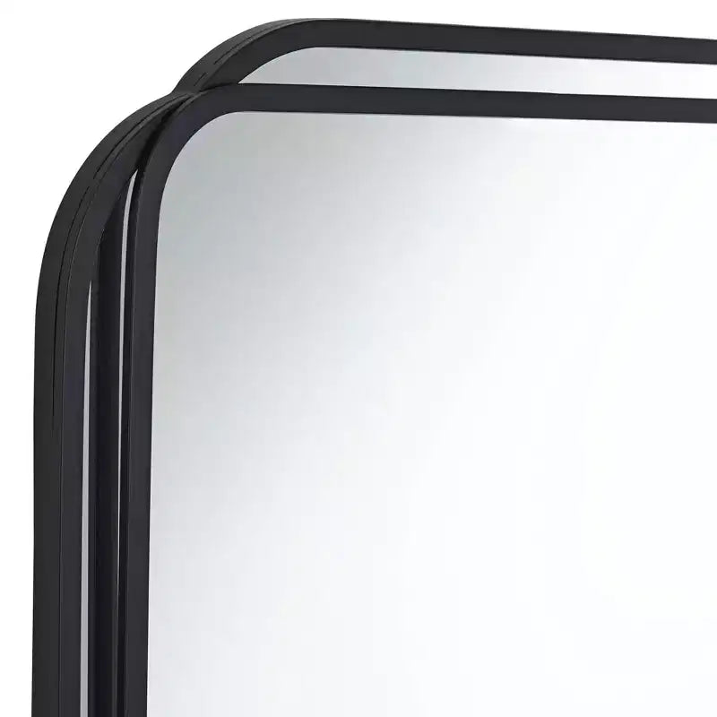 Miroir mural mat noir à double rayon, 24" x 36"