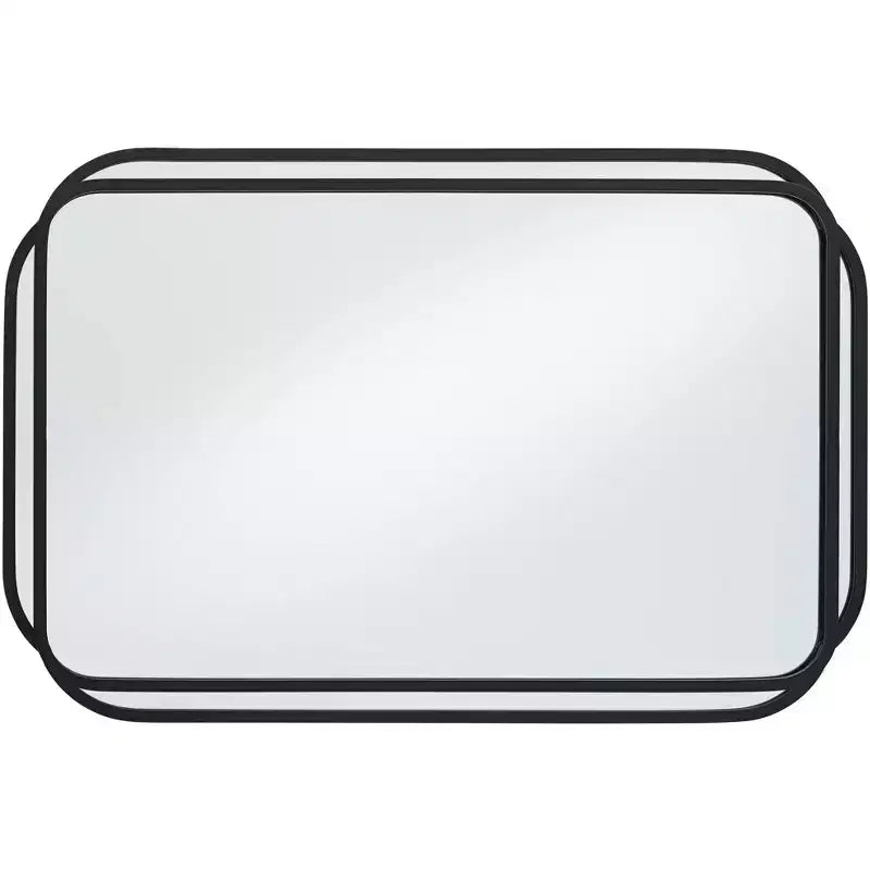 Miroir mural mat noir à double rayon, 24" x 36"