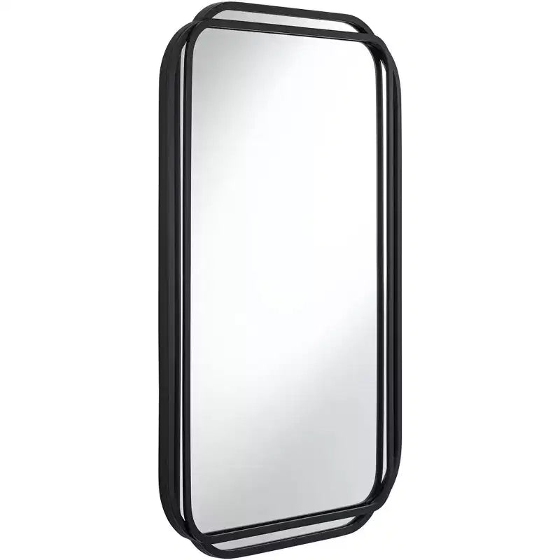 Miroir mural mat noir à double rayon, 24" x 36"