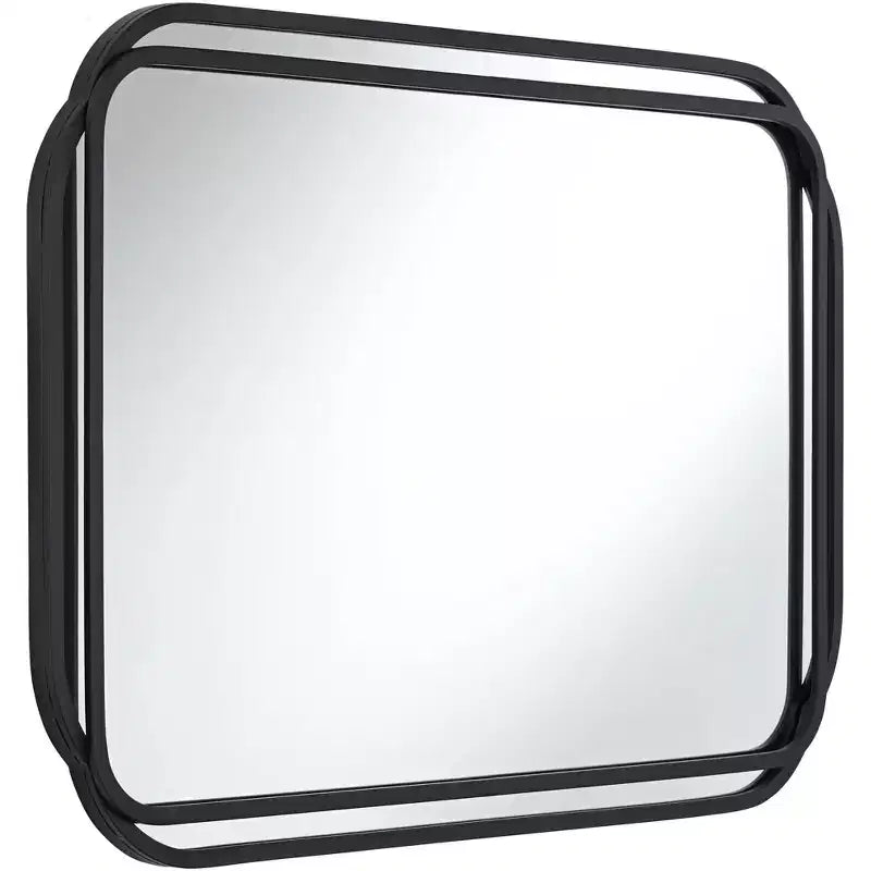 Miroir mural mat noir à double rayon, 24" x 36"