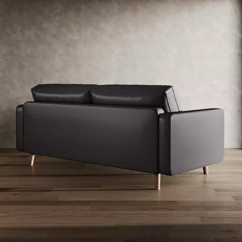 Causeuse en similicuir de style Mid-Century Modern de 58 po, 2 places pour petits espaces