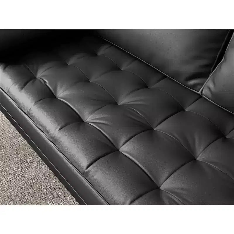 Causeuse en similicuir de style Mid-Century Modern de 58 po, 2 places pour petits espaces