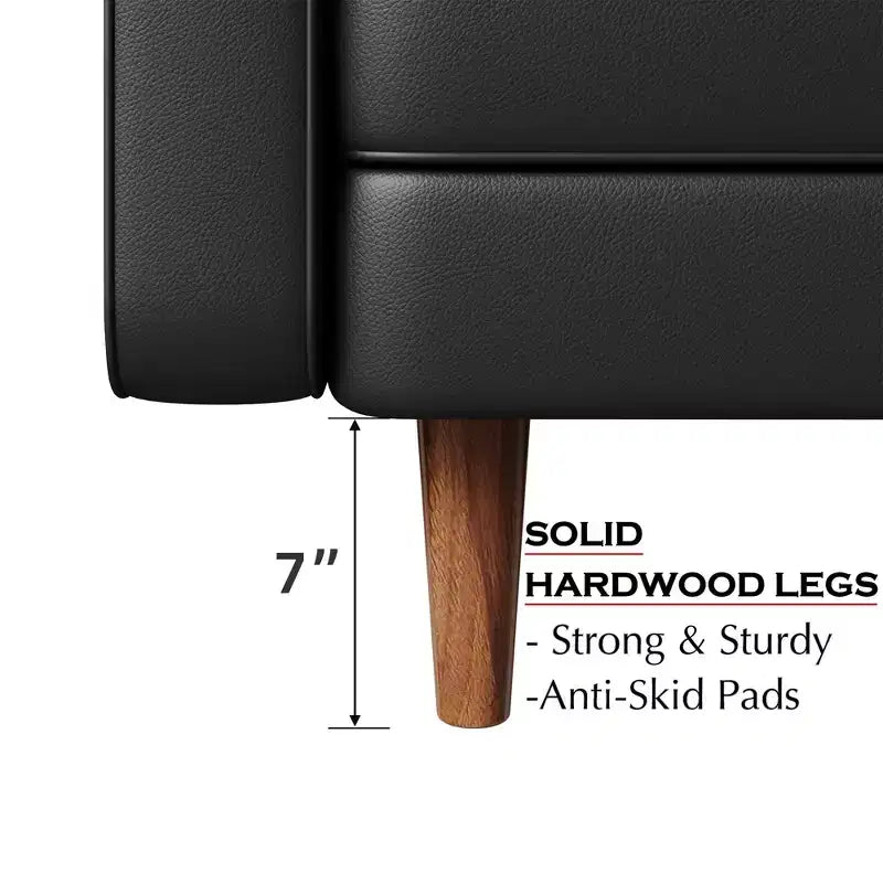 Causeuse en similicuir de style Mid-Century Modern de 58 po, 2 places pour petits espaces