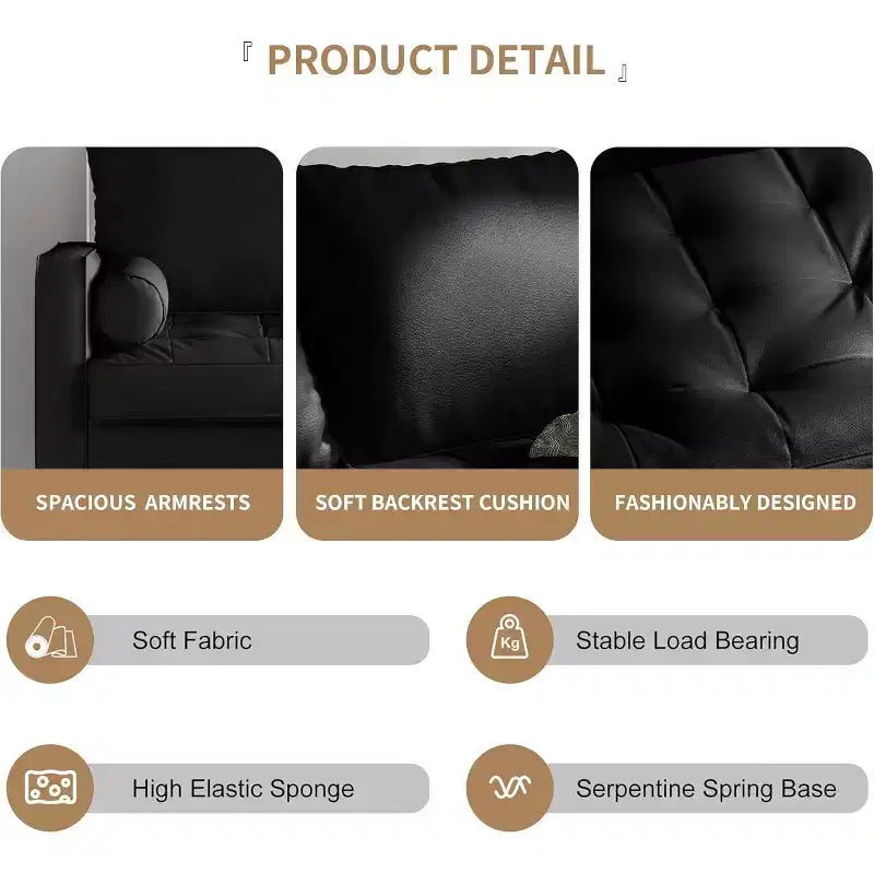 Causeuse en similicuir de style Mid-Century Modern de 58 po, 2 places pour petits espaces