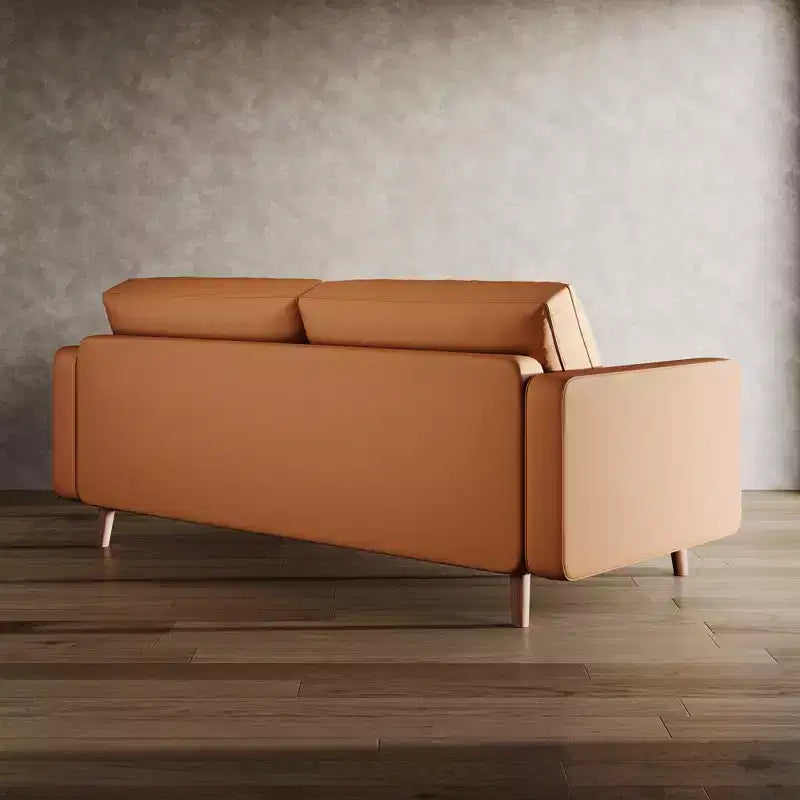 Causeuse en similicuir de style Mid-Century Modern de 58 po, 2 places pour petits espaces