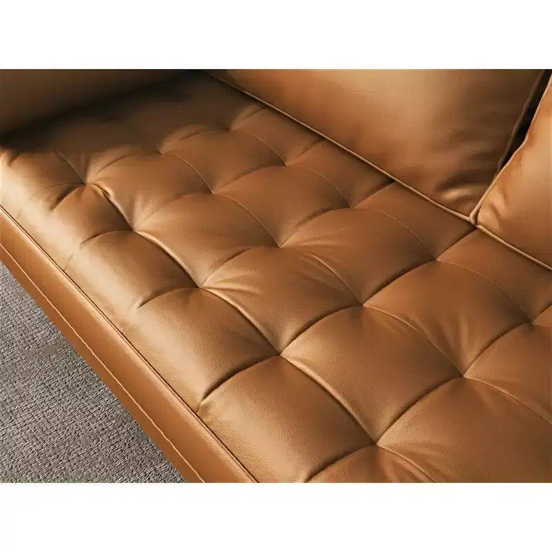Causeuse en similicuir de style Mid-Century Modern de 58 po, 2 places pour petits espaces