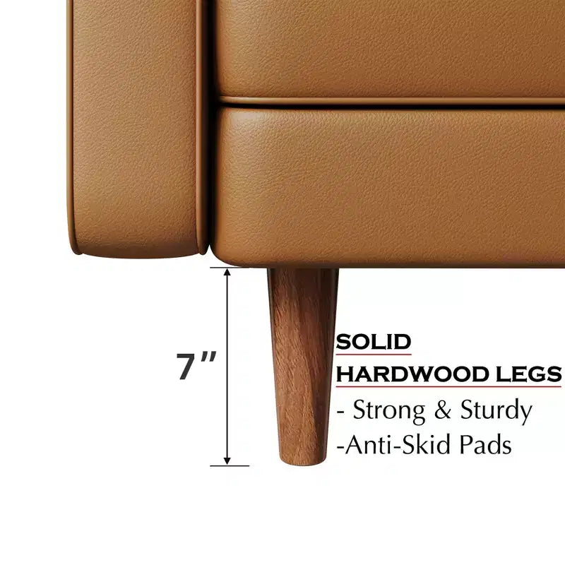 Causeuse en similicuir de style Mid-Century Modern de 58 po, 2 places pour petits espaces