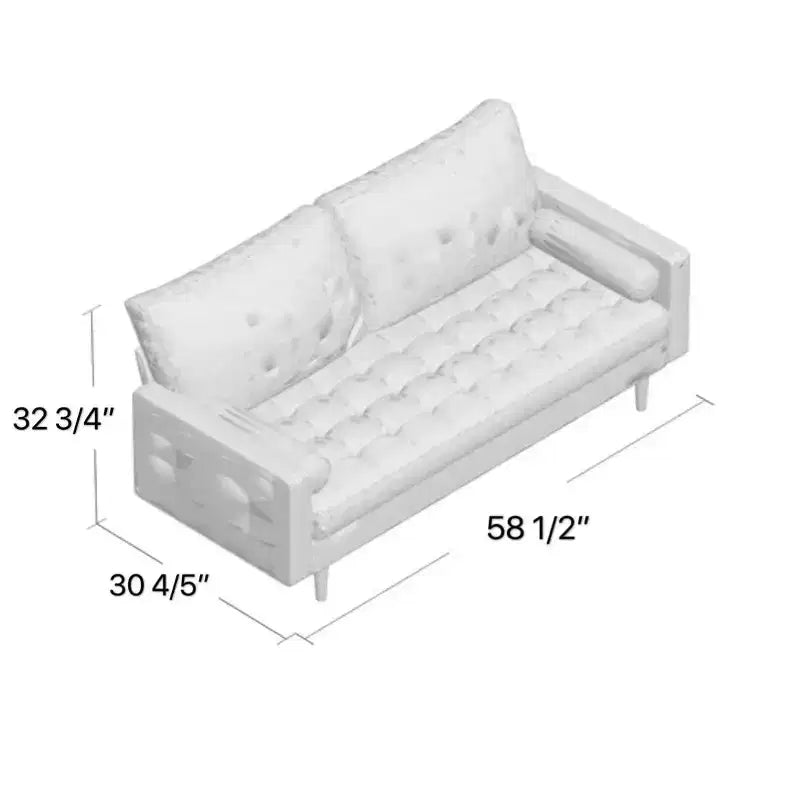 Causeuse en similicuir de style Mid-Century Modern de 58 po, 2 places pour petits espaces