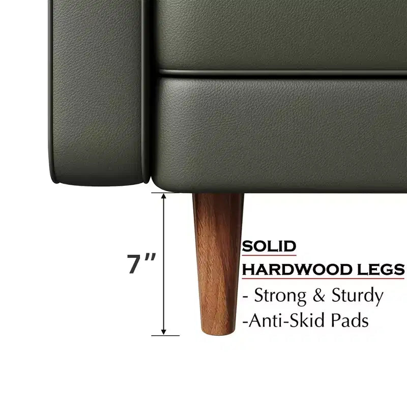 Causeuse en similicuir de style Mid-Century Modern de 58 po, 2 places pour petits espaces