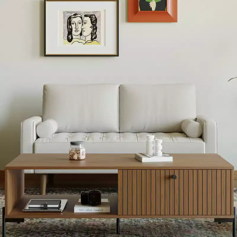 Causeuse en similicuir de style Mid-Century Modern de 58 po, 2 places pour petits espaces