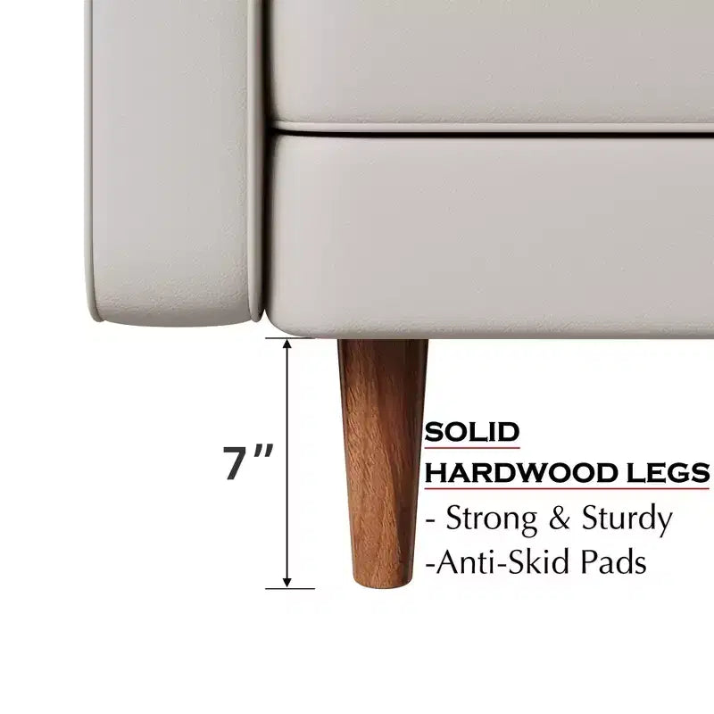 Causeuse en similicuir de style Mid-Century Modern de 58 po, 2 places pour petits espaces