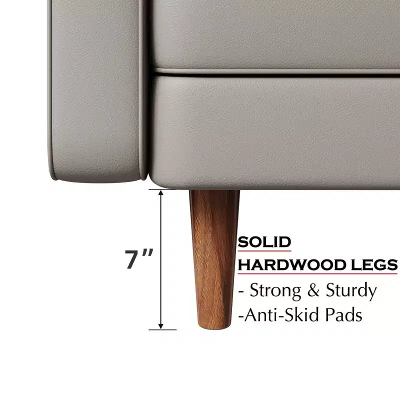 Causeuse en similicuir de style Mid-Century Modern de 58 po, 2 places pour petits espaces