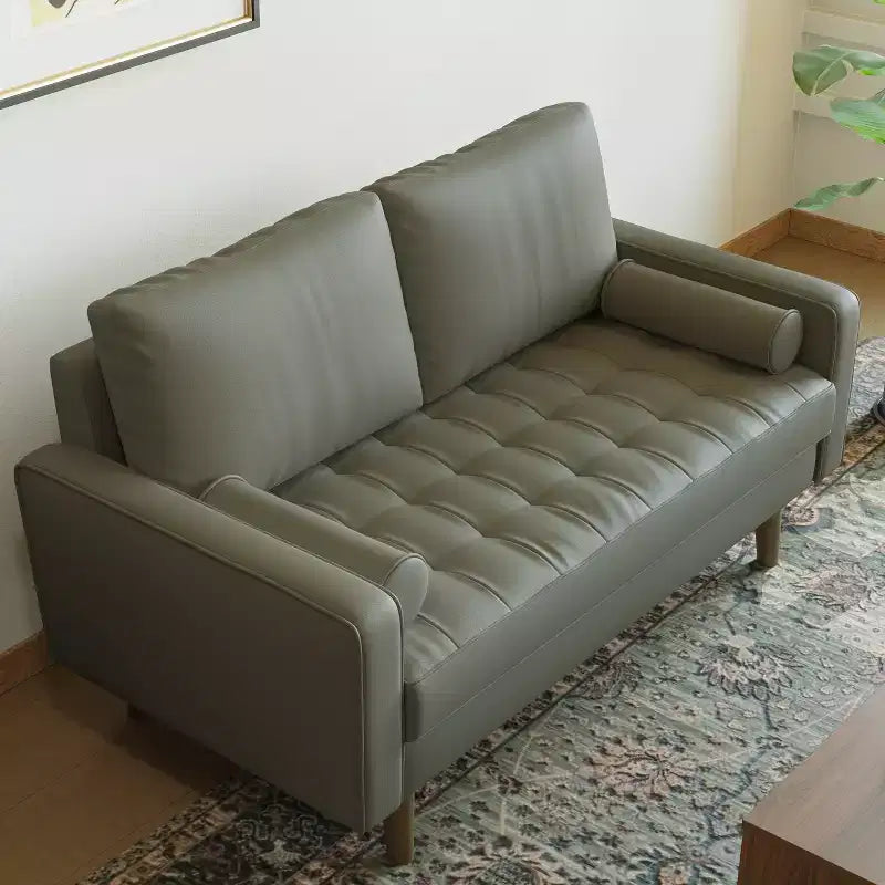 Causeuse en similicuir de style Mid-Century Modern de 58 po, 2 places pour petits espaces