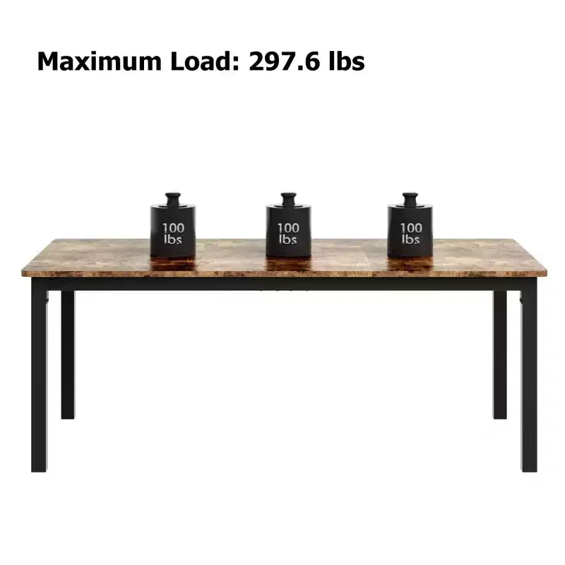 Table à manger rectangulaire en bois pour 6-8 personnes avec cadre en métal robuste, style industriel