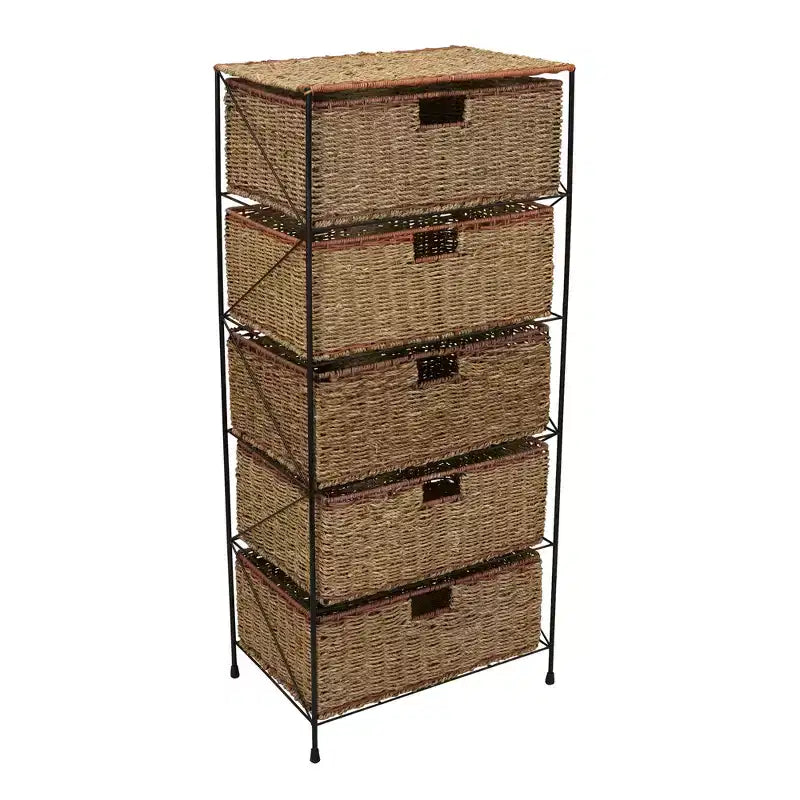 5 Drawer Seagrass Wicker Storage Unit, Natural