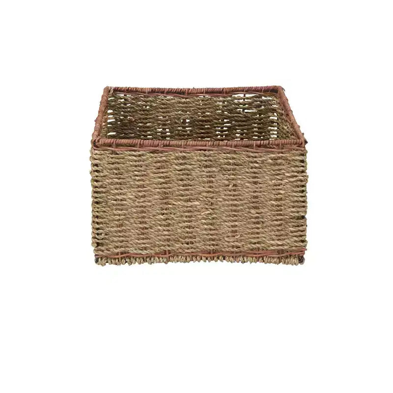 Meuble de rangement en osier et jonc de mer à 5 tiroirs, naturel