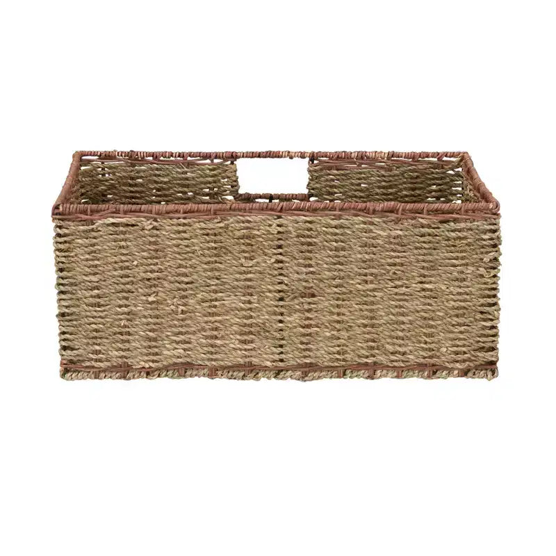 Meuble de rangement en osier et jonc de mer à 5 tiroirs, naturel