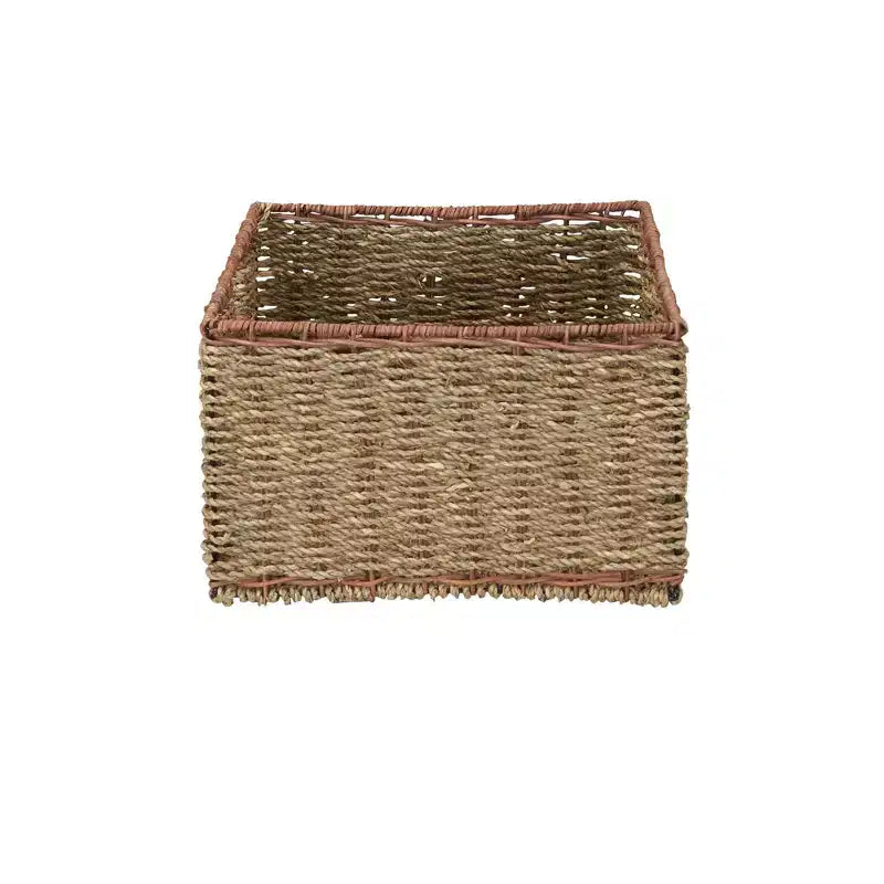 Meuble de rangement en osier et jonc de mer à 5 tiroirs, naturel