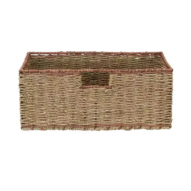 Meuble de rangement en osier et jonc de mer à 5 tiroirs, naturel