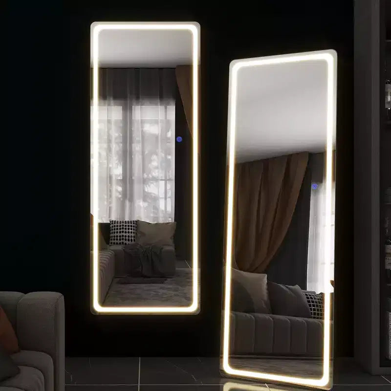 Miroir de courtoisie LED pleine longueur 63x16 avec lumières, argent