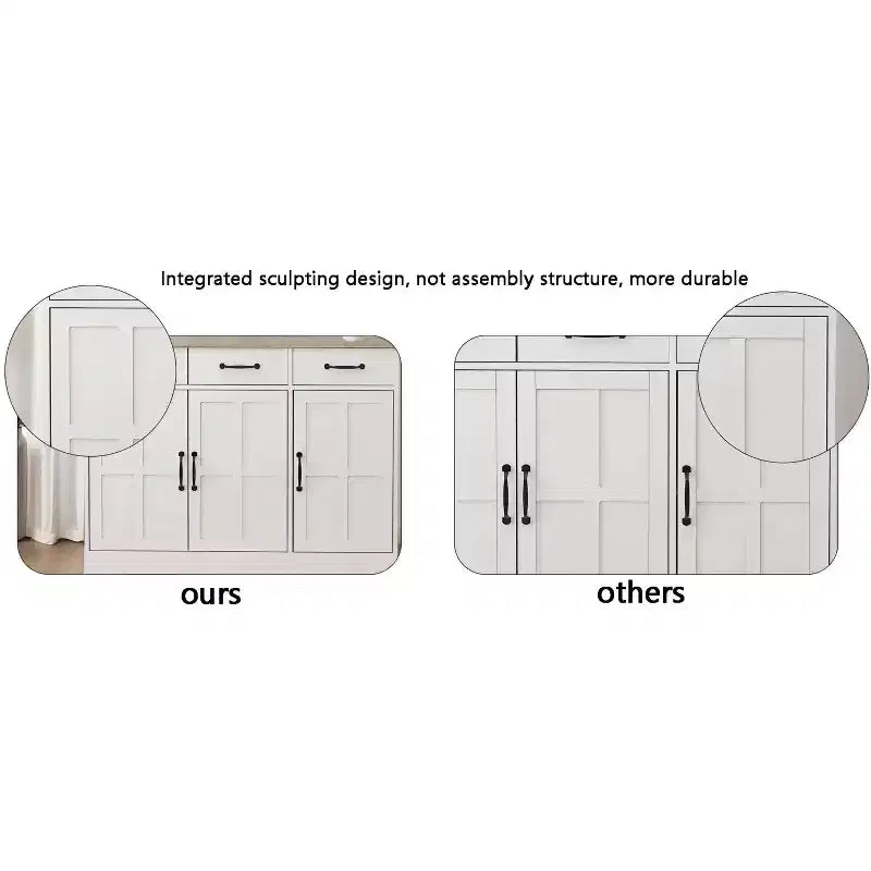 Desserte en bois blanc de 142 cm avec portes de style Shaker