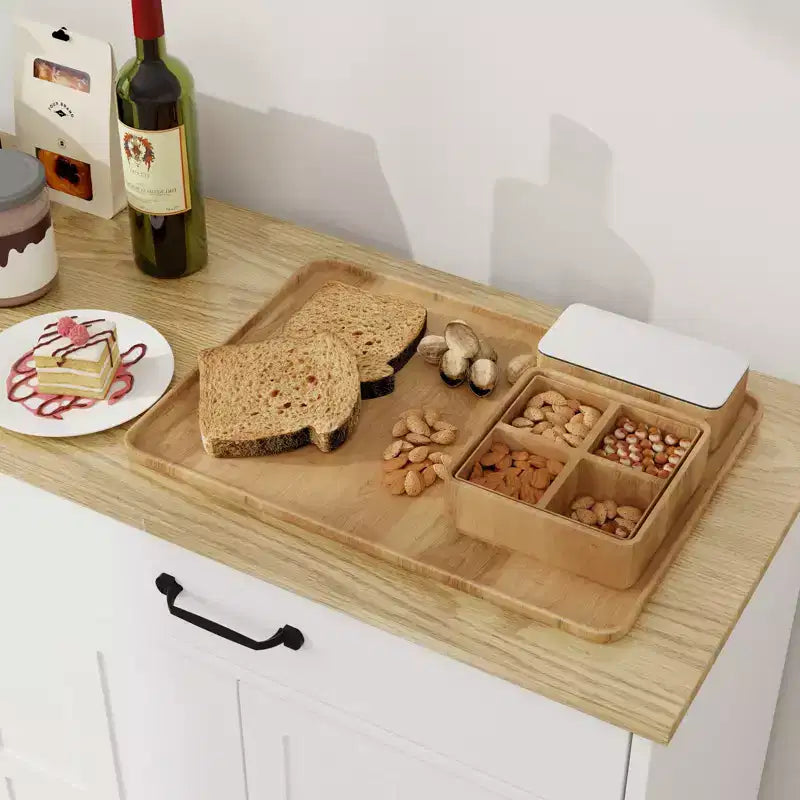 Desserte en bois blanc de 142 cm avec portes de style Shaker