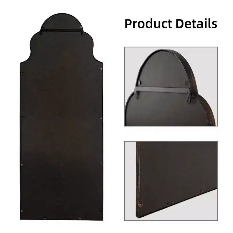 PexFix 59x24 Ironwork Carved Right-angle Arched Black Full-length Mirror