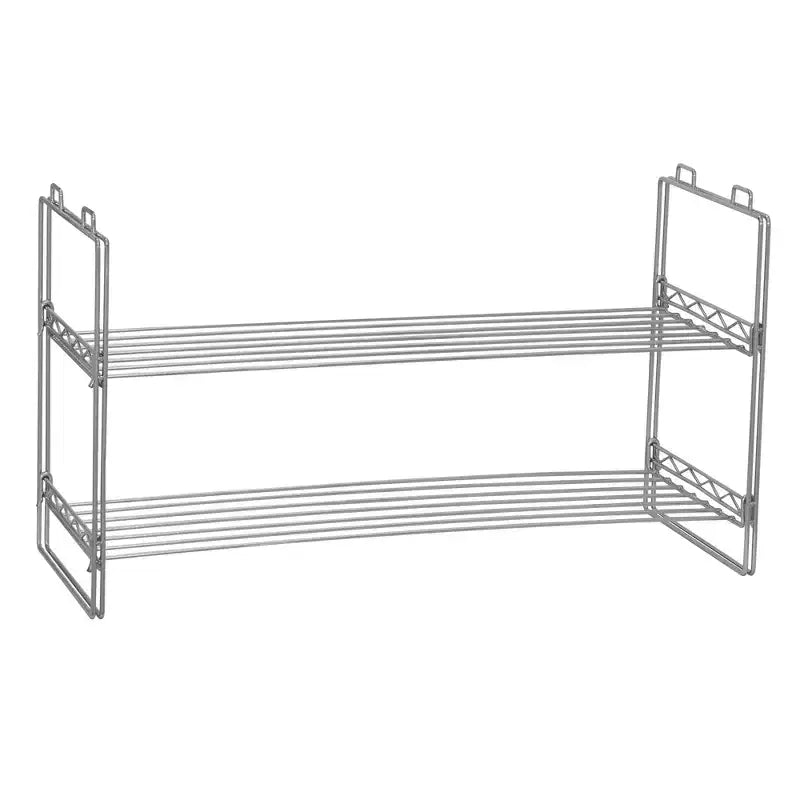 Stackable Two-Tier Metal Shoe Rack for Closet Storage | Silver
