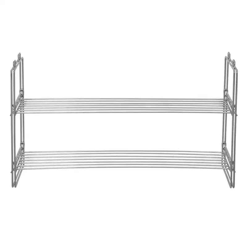 Étagère à chaussures métallique empilable à deux niveaux pour rangement de placard | Argent