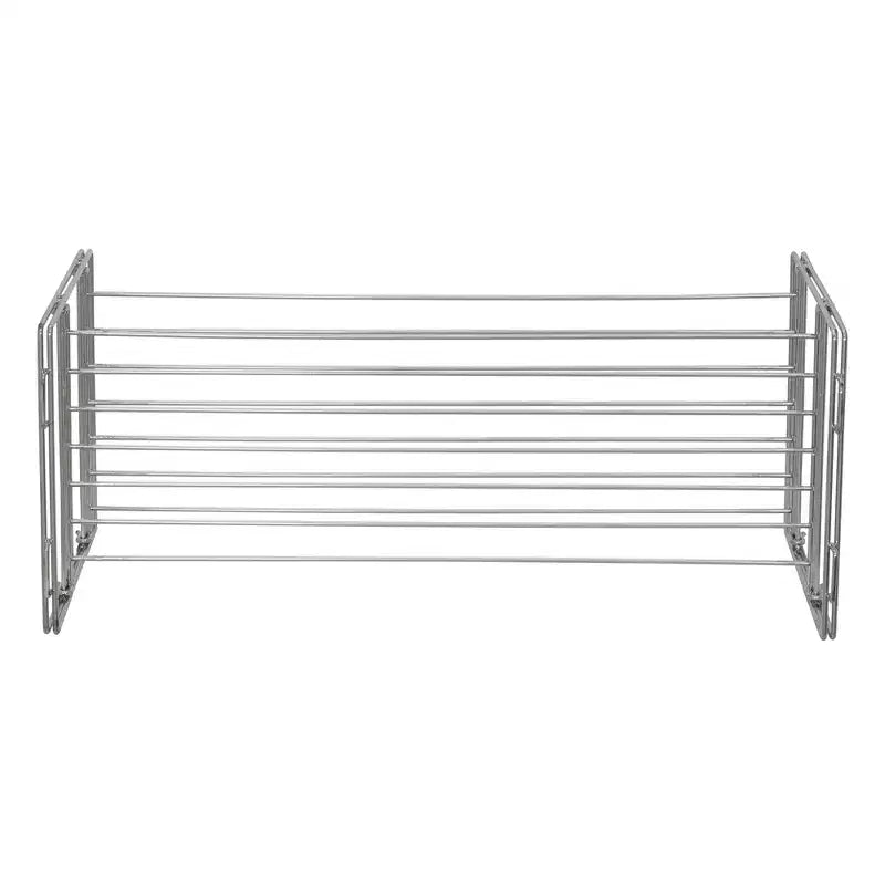 Étagère à chaussures métallique empilable à deux niveaux pour rangement de placard | Argent