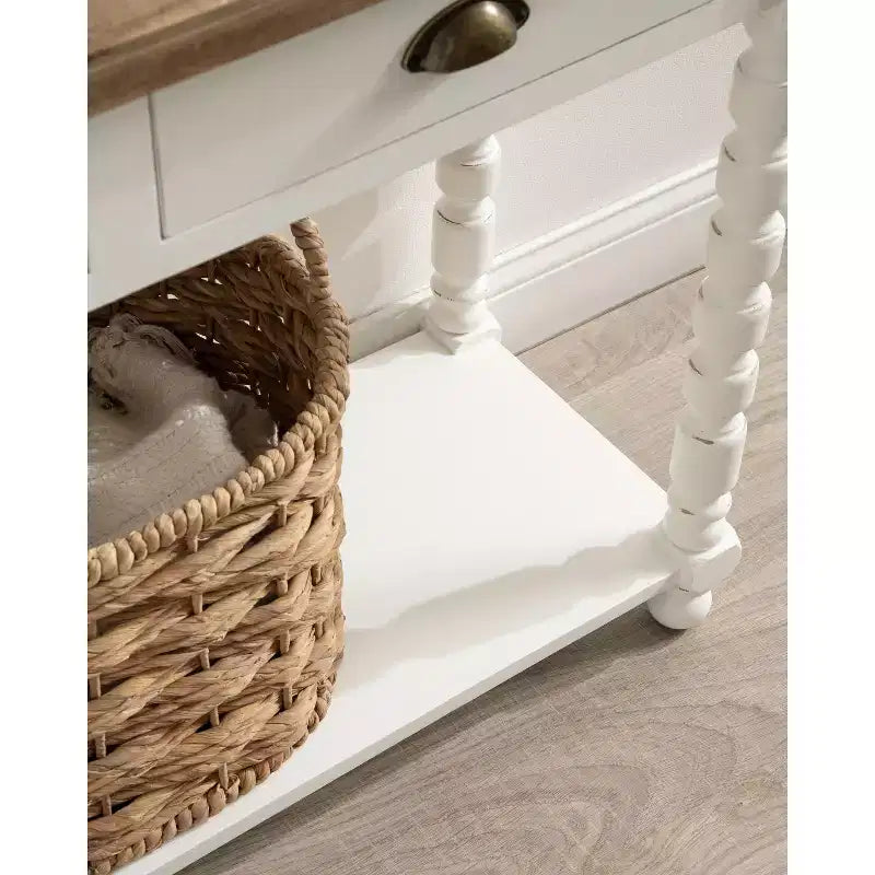 Console avec rangement, 40"x14"x33", Blanc