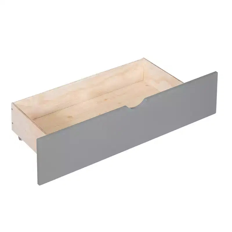 Lit superposé jumeau sur jumeau / double sur double avec 2 tiroirs et une armoire à plusieurs niveaux, blanc/gris