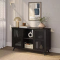 Buffet pin massif style Mid-Century avec 2 portes à ouverture par pression, meuble TV 49"