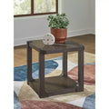 Table d'appoint rectangulaire avec étagère de rangement, marron foncé, style contemporain